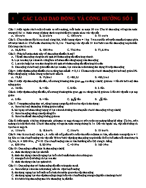 80 Câu trắc nghiệm Vật lí 12 Dao động tắt dần - duy trì - cưỡng bức (Có đáp án)